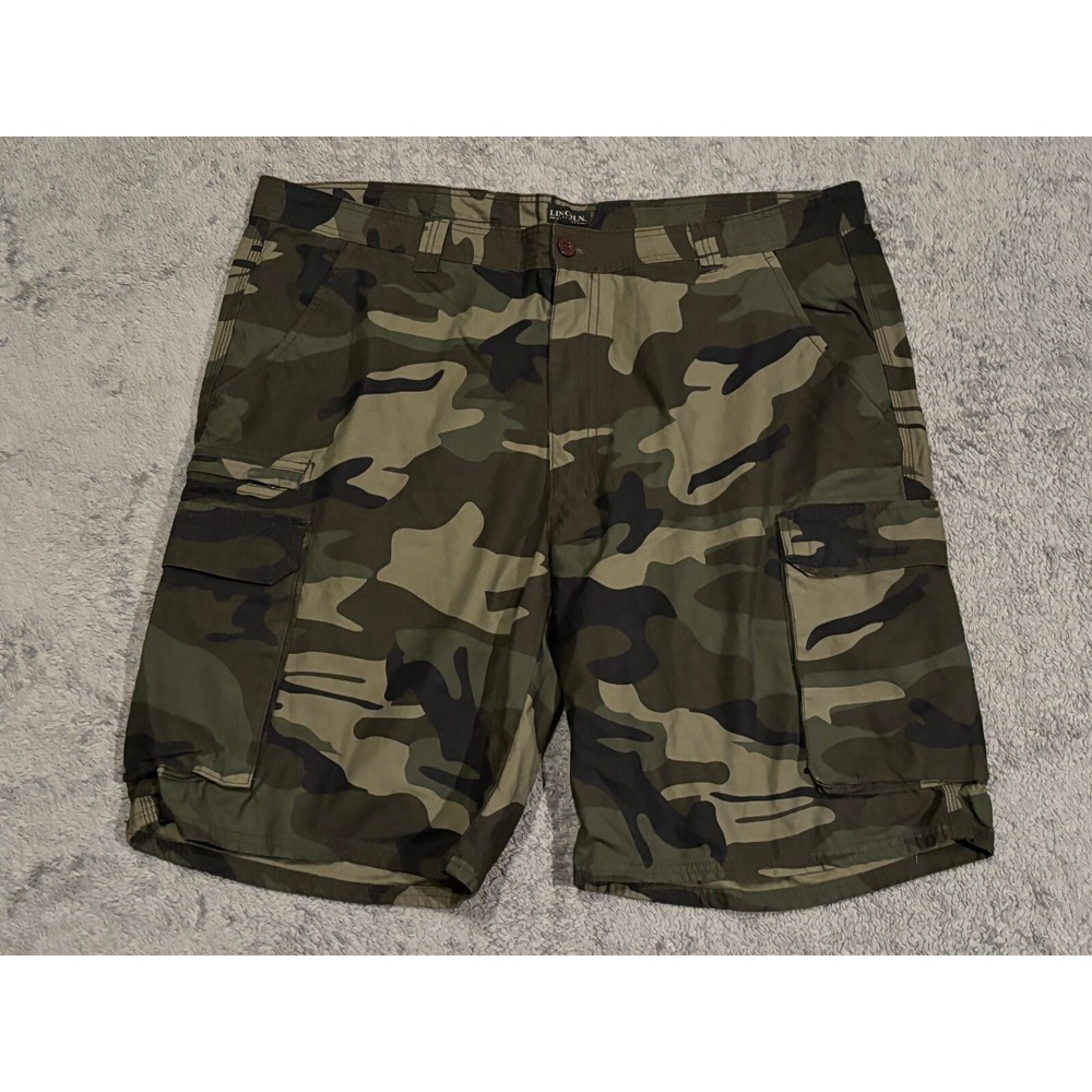 Lincoln Outfitters Mens 44 Green Camo Cargo Shorts Outdoors Canvas Hunting Army